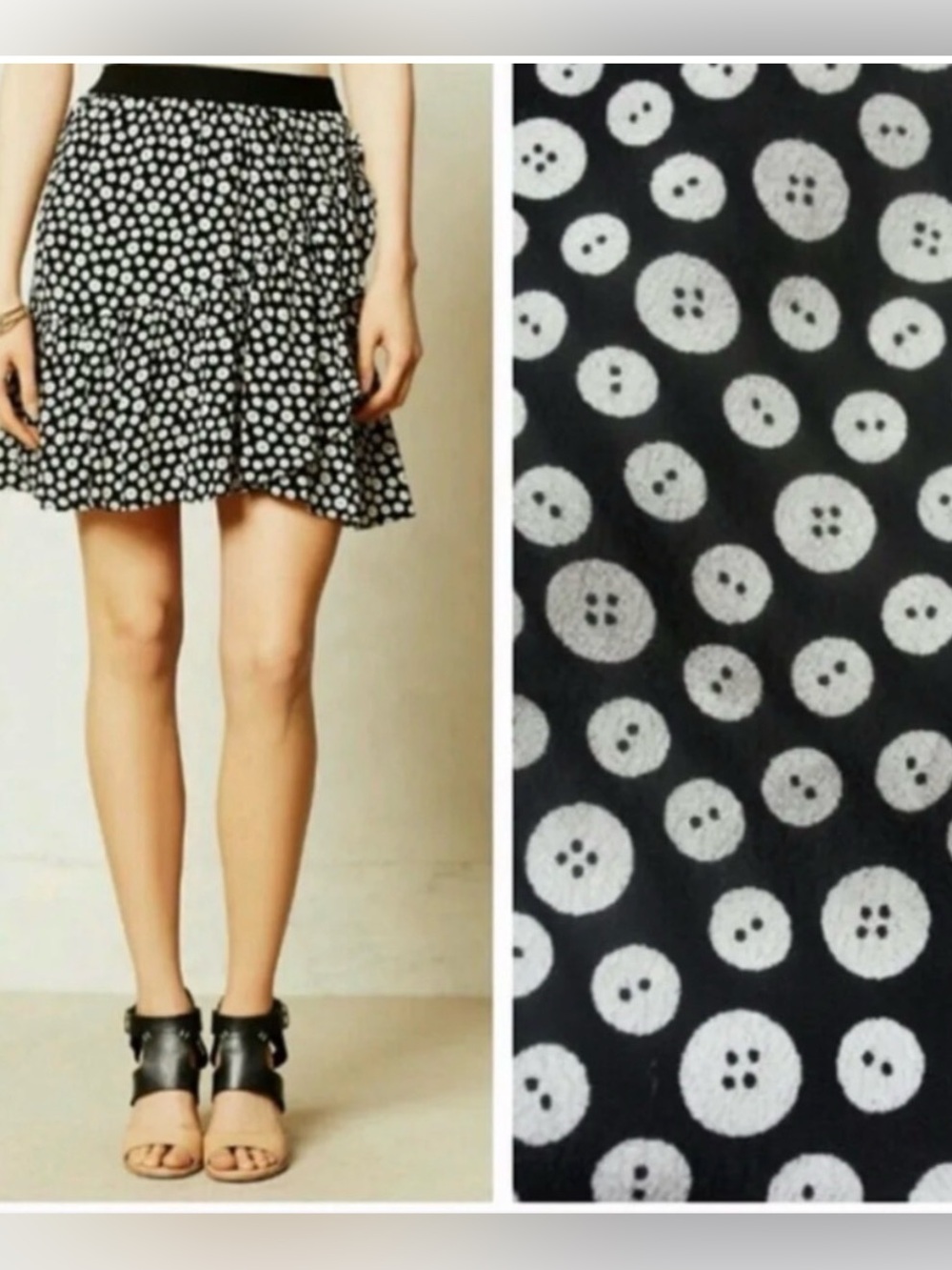 𝅺women’s Anthropologie Maeve Button Print Ruffle Skirt Size S
